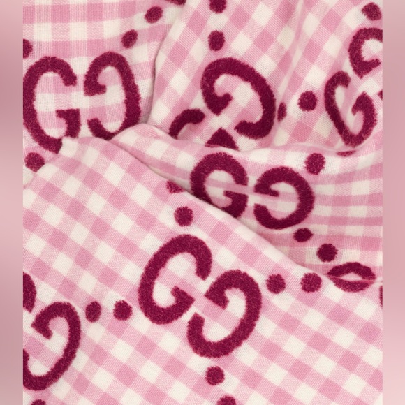 Gucci Pink Diamond Check Logo Scarf Roseate/Ivory - Picture 3 of 8